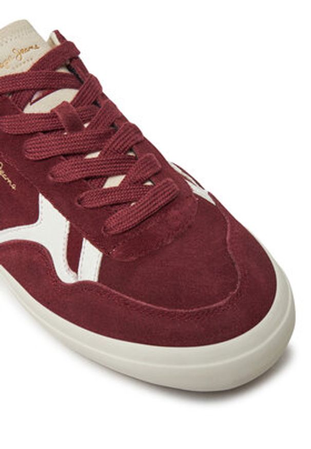 Pepe Jeans Sneakersy PMS31058 Bordowy. Kolor: czerwony. Materiał: skóra, zamsz