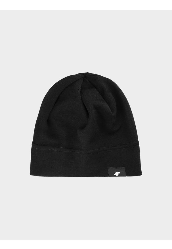4f - 4F Czapka z wełny Merino uniseks - czarna L/XL. Kolor: czarny. Materiał: wełna. Styl: sportowy, klasyczny