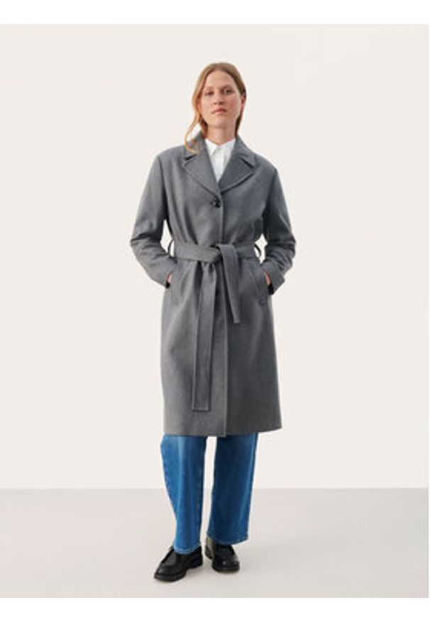 Part Two Płaszcz wełniany Charlotte 30307776 Szary Regular Fit. Kolor: szary. Materiał: syntetyk