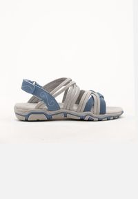 Born2be - Niebiesko-Szare Sandały ze Skórzaną Wkładką na Płaskiej Podeszwie Zapinane na Rzep Heriada. Okazja: na co dzień. Zapięcie: rzepy. Kolor: niebieski. Materiał: skóra. Sezon: lato. Styl: casual
