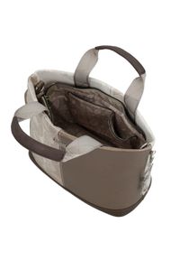 Torebka damska Anekke, z dekoracyjnym nadrukiem i metalowym logo z podwójną rączką oraz regulowanym paskiem zapinana na zamek, brązowa, 42801-222. Kolor: brązowy. Wzór: nadruk. Styl: casual, elegancki. Rodzaj torebki: na ramię #3