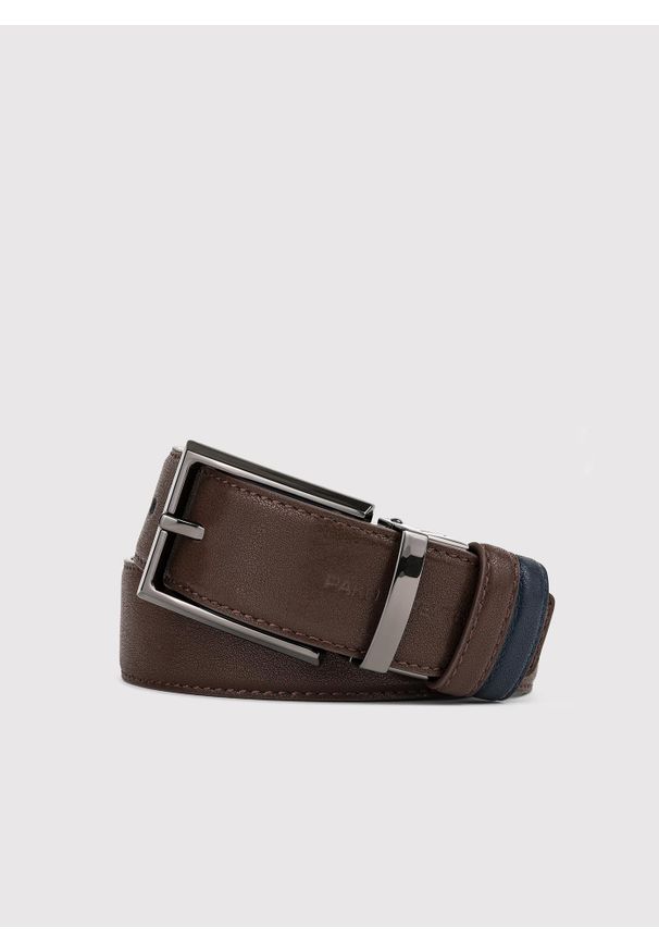 Pako Lorente - PAKO LORENTE – Dwustronny skórzany pasek męski. Materiał: skóra