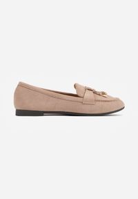 Renee - Ciemnobeżowe Mokasyny Ozdobione Metalowymi Aplikacjami Eunilla. Okazja: na co dzień. Kolor: beżowy. Materiał: jeans. Wzór: aplikacja. Styl: elegancki, casual, klasyczny #7