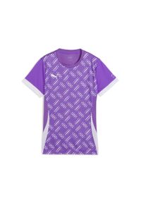 Puma - Damska koszulka do padla z grafiką INDIVIDUAL PUMA Purple Glimmer White. Kolor: biały, wielokolorowy, fioletowy. Wzór: nadruk