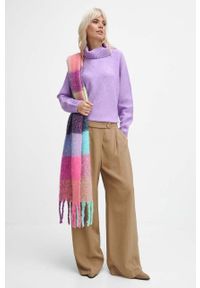 medicine - Medicine sweter damski kolor różowy z golfem. Typ kołnierza: golf. Kolor: fioletowy. Materiał: materiał. Długość rękawa: raglanowy rękaw. Długość: długie #4