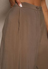 Renee - Brązowe Spodnie Low Waist z Modalu z Szeroką Nogawką Reanelira. Okazja: na co dzień. Stan: obniżony. Kolor: brązowy. Styl: klasyczny, casual, elegancki #3