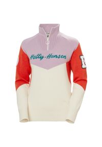 Damski sweter 1/4 zip Helly Hansen Apres. Kolor: beżowy, biały, wielokolorowy. Materiał: wełna, dzianina, polar. Sezon: zima, lato. Sport: narciarstwo
