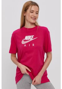 Nike Sportswear - T-shirt Air W. Okazja: na co dzień. Kolor: różowy. Materiał: bawełna, dzianina. Wzór: aplikacja. Styl: casual #1