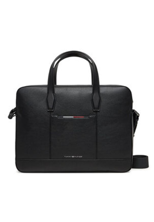 TOMMY HILFIGER - Tommy Hilfiger Torba na laptopa Th Central Slim Computer Bag AM0AM13484 Czarny. Kolor: czarny. Materiał: skóra