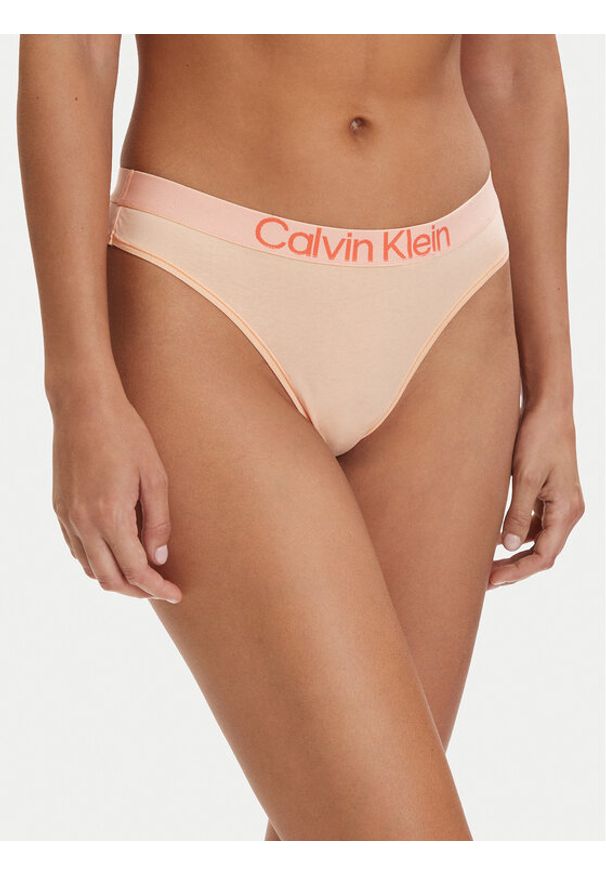 Calvin Klein Underwear Stringi LV00QD5292 Pomarańczowy jasny. Kolor: pomarańczowy. Materiał: bawełna