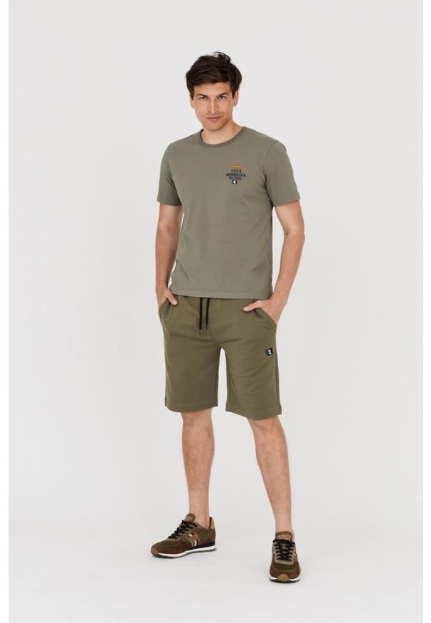 Aeronautica Militare - AERONAUTICA MILITARE Męskie dresowe bermudy zielone, Rozmiar XXL. Kolor: zielony. Materiał: dresówka, bawełna. Wzór: haft