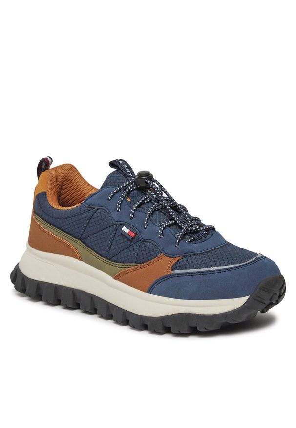 TOMMY HILFIGER - Sneakersy Tommy Hilfiger T3B9-33146-1492Y264 S Blue/Cognac Y264. Kolor: niebieski