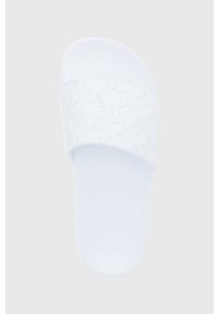 Karl Lagerfeld klapki KONDO damskie kolor biały. Kolor: biały. Materiał: guma. Obcas: na obcasie. Wysokość obcasa: niski