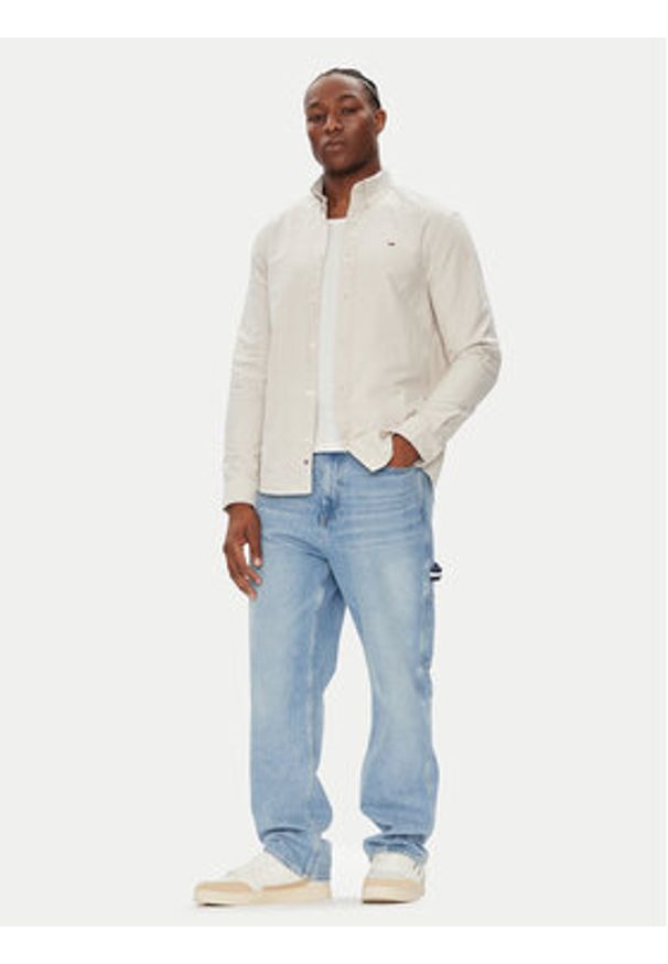 Tommy Jeans Koszula DM0DM21298 Beżowy Regular Fit. Kolor: beżowy. Materiał: bawełna