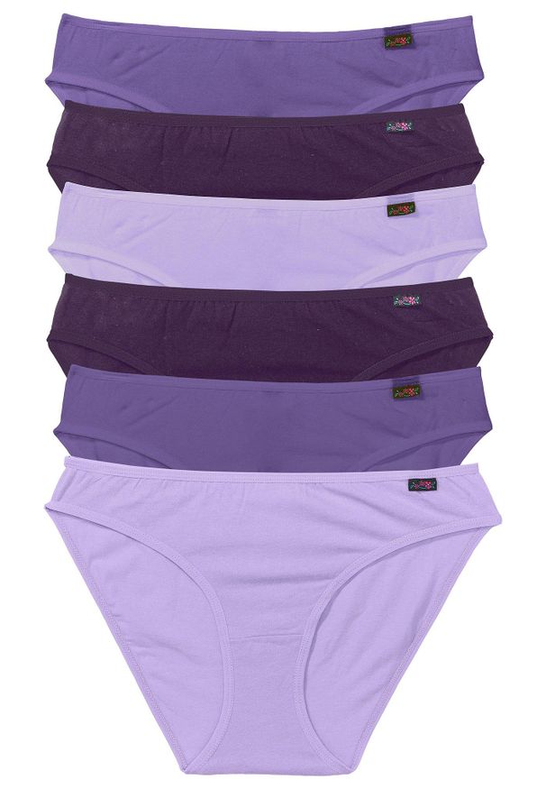 bonprix - Figi (6 par). Kolor: fioletowy. Wzór: aplikacja, kwiaty