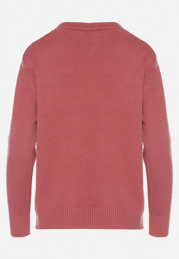 Born2be - Ciemnoróżowy Kardigan z Bawełną Zdobiony Warkoczowym Splotem i Kieszeniami Mevesava. Okazja: na co dzień. Typ kołnierza: dekolt w serek. Kolor: różowy. Materiał: bawełna. Wzór: aplikacja, ze splotem. Sezon: zima, jesień. Styl: casual, klasyczny