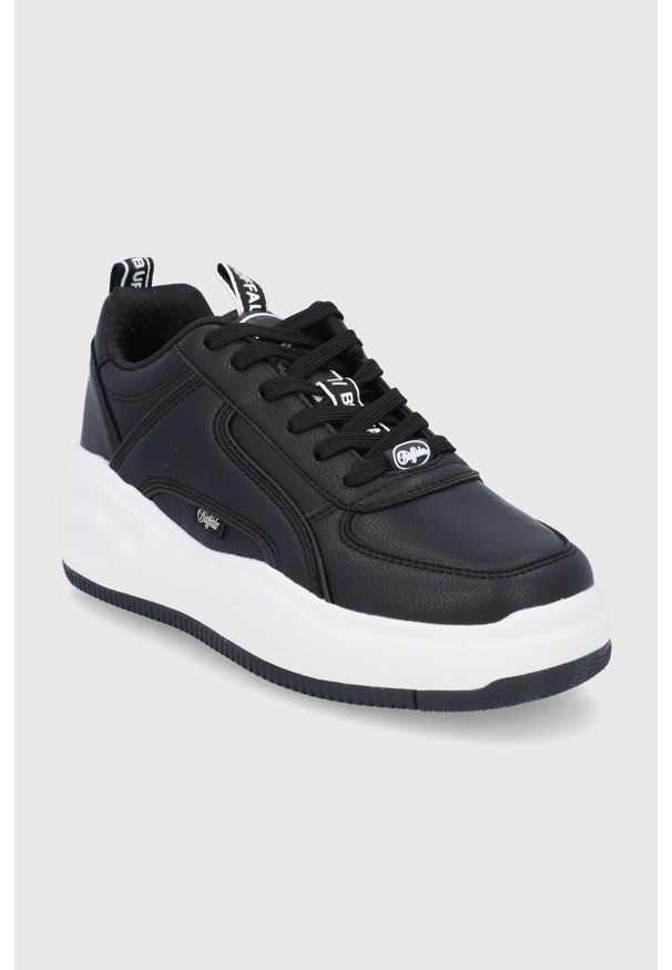 Buffalo - Buty Flat Smpl 2.0. Nosek buta: okrągły. Zapięcie: sznurówki. Kolor: czarny. Materiał: guma. Obcas: na platformie