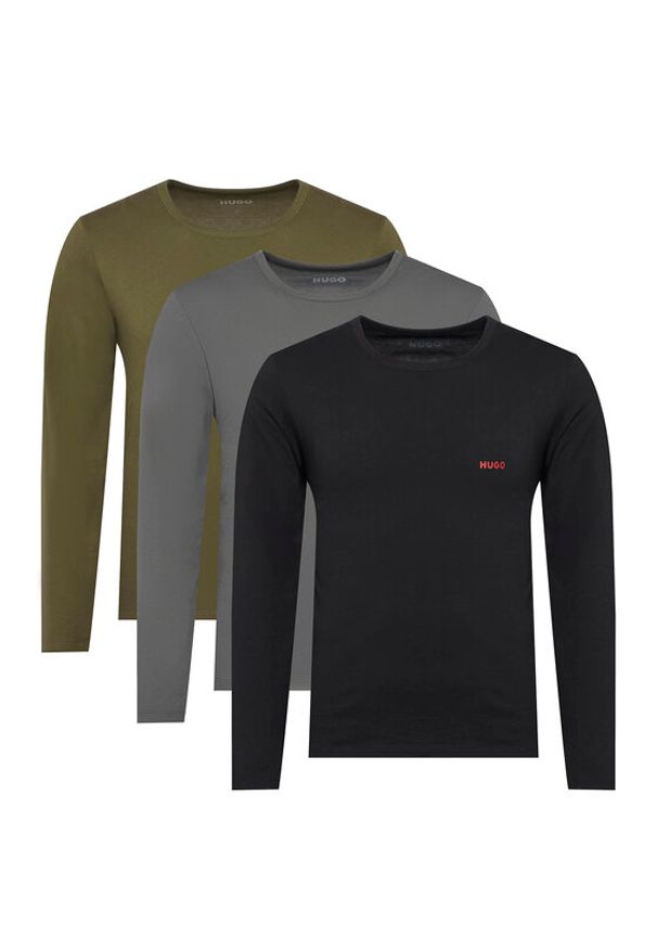Hugo - HUGO Komplet 3 longsleeve 50492631 Kolorowy Regular Fit. Materiał: bawełna. Długość rękawa: długi rękaw. Wzór: kolorowy