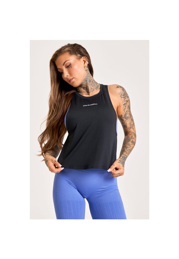 GYM GLAMOUR - Tank Top fitness damski Gym Glamour fitness damski Gym Glamour sport. Kolor: czarny. Styl: glamour, sportowy