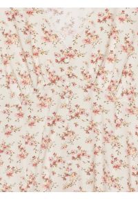 Big-Star - Sukienka damska midi z wiskozy w kwiatowy wzór perłowa Pala 103. Kolor: kremowy. Materiał: wiskoza. Wzór: kwiaty. Styl: elegancki. Długość: midi #2