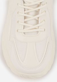 Born2be - Beżowe Sznurowane Sneakersy na Grubej Podeszwie z Przeszyciami Vleni. Okazja: na co dzień. Kolor: beżowy. Materiał: jeans #8