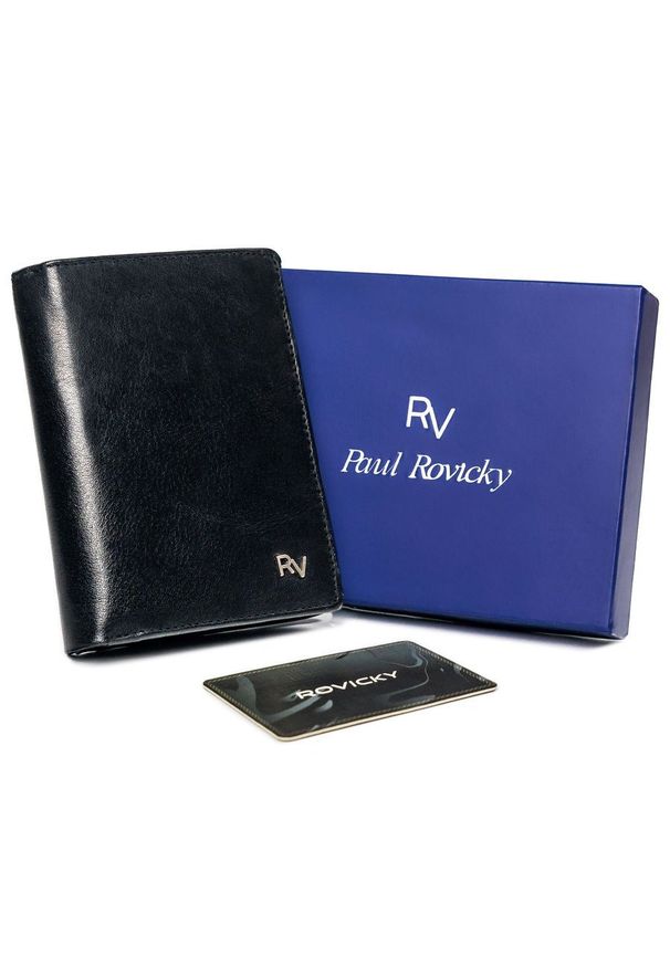 ROVICKY - Portfel męski czarny Rovicky RV-7680278-8664 BL. Kolor: czarny. Materiał: skóra