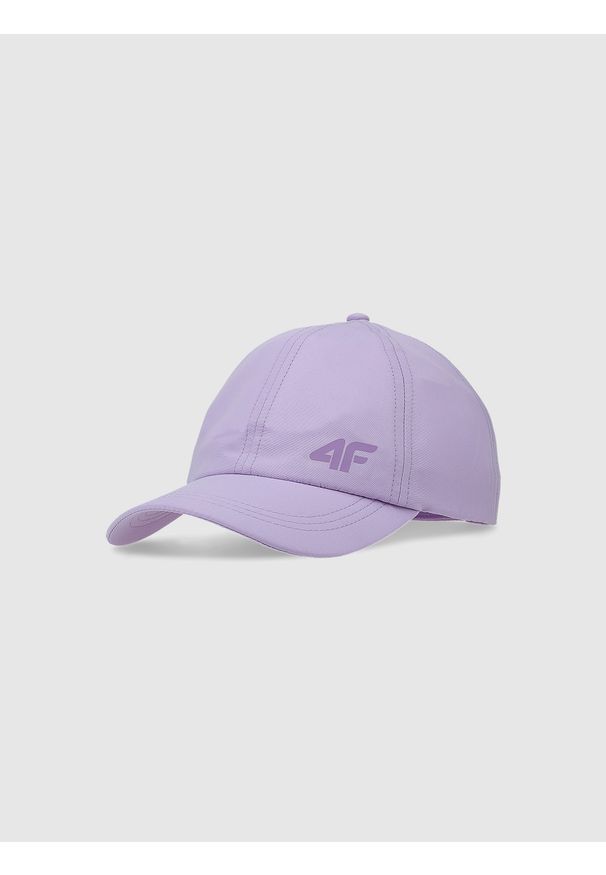 4f - Czapka z daszkiem strapback dziecięca - fioletowa. Kolor: fioletowy. Materiał: syntetyk, materiał. Sezon: lato. Styl: sportowy