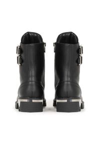 Kazar - Czarne trzewiki damskie. Zapięcie: klamry. Kolor: czarny. Materiał: skóra. Szerokość cholewki: normalna. Wzór: gładki, aplikacja #3