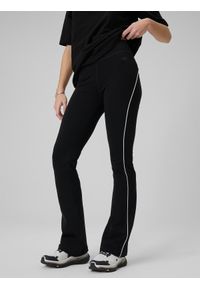 4f - 4F Legginsy z rozszerzanymi nogawkami damskie - czarne XS. Okazja: na spacer. Stan: podwyższony. Kolor: czarny. Materiał: dzianina, bawełna, materiał. Sport: turystyka piesza #2