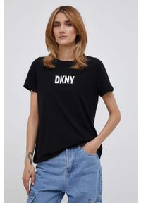 DKNY - Dkny t-shirt damski kolor czarny. Kolor: czarny. Materiał: dzianina. Styl: klasyczny #1