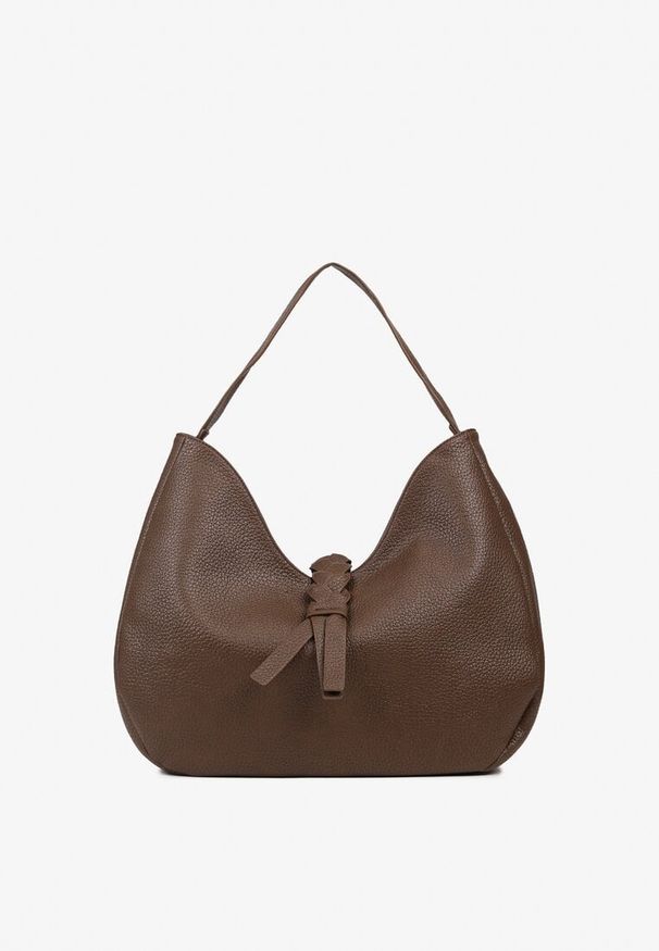 Born2be - Brązowa Torebka Typu Shopperka Hobo z Frędzlem i Plecionką Nalivesa. Kolor: brązowy. Dodatki: z frędzlami. Styl: klasyczny, casual