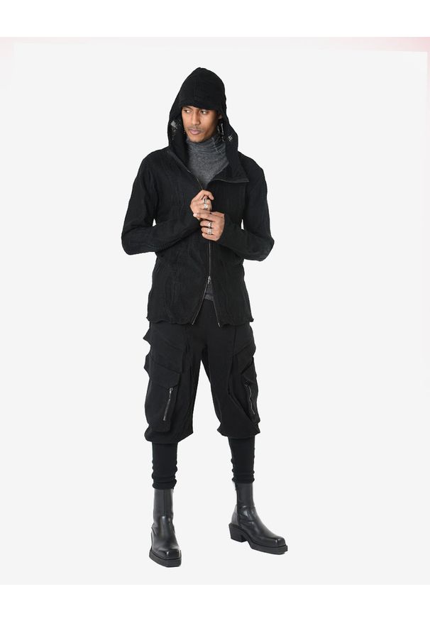 La Haine Inside Us Sweter Full Zip | LM244 | Mężczyzna | Czarny. Okazja: na co dzień. Typ kołnierza: kaptur. Kolor: czarny. Materiał: poliester, bawełna. Wzór: aplikacja, jednolity. Styl: elegancki, casual, sportowy