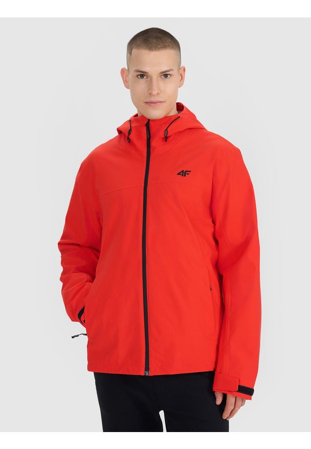 4f - 4F Kurtka przejściowa membrana 5000 męska - czerwona S. Okazja: na co dzień. Typ kołnierza: kaptur. Kolor: czerwony. Materiał: dzianina, syntetyk, materiał, tkanina. Wzór: gładki. Styl: klasyczny, casual, sportowy