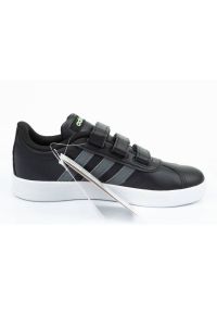 Adidas - Buty adidas Vl Court Jr F36387 czarne niebieskie. Zapięcie: rzepy. Kolor: niebieski, wielokolorowy, czarny. Materiał: materiał, syntetyk, guma. Szerokość cholewki: normalna. Wzór: paski #6