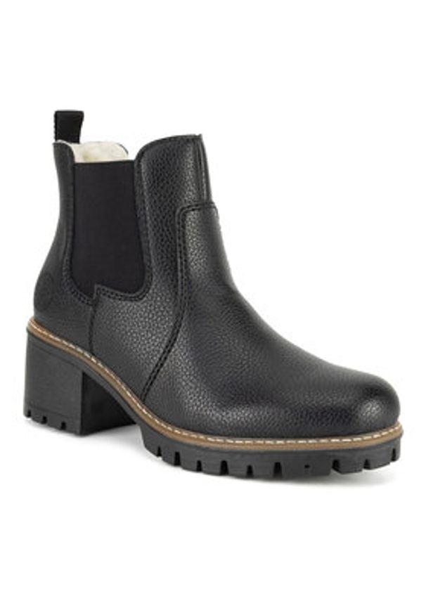 Rieker Botki Y8650-00 Czarny. Kolor: czarny. Materiał: materiał
