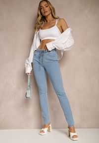 Renee - Jasnoniebieskie Jeansy z Bawełną Skinny ze Sznurkiem Gaviren. Okazja: na co dzień. Kolor: niebieski. Styl: casual #4