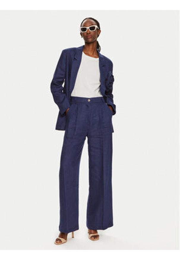 ViCOLO Spodnie materiałowe TB0793 Granatowy Relaxed Fit. Kolor: niebieski. Materiał: wiskoza