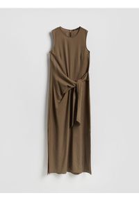 Reserved - Sukienka maxi z wiskozą - ciemnozielony. Kolor: zielony. Materiał: wiskoza. Długość: maxi #1