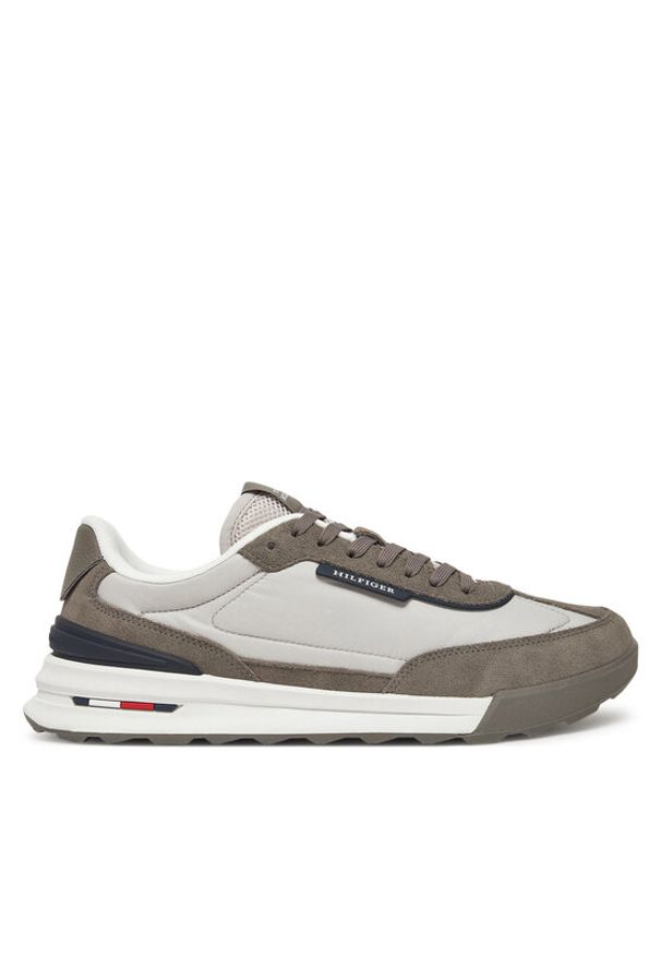 TOMMY HILFIGER - Tommy Hilfiger Sneakersy Retro Runner Nylon Mix FM0FM05523 Beżowy. Kolor: beżowy. Materiał: zamsz, skóra