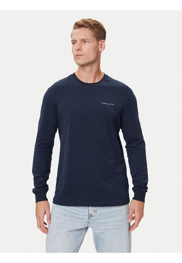 Tommy Jeans Longsleeve Chest Linear DM0DM21594 Granatowy Regular Fit. Kolor: niebieski. Materiał: bawełna. Długość rękawa: długi rękaw