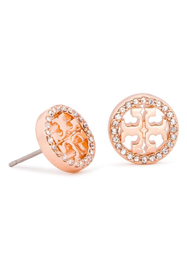 Tory Burch Kolczyki Crystal Logo Circle-Stud Earring 53422 Różowy. Kolor: różowy