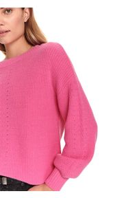 TOP SECRET - Miękki sweter z dekoltem w łódkę. Kolor: różowy. Materiał: materiał. Długość: długie. Sezon: wiosna #5