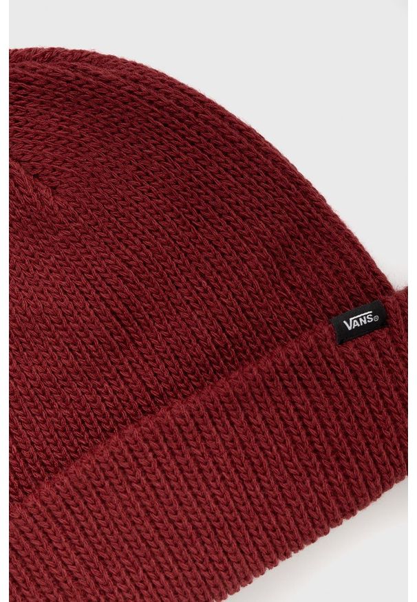 Vans Czapka kolor czerwony z grubej dzianiny. Kolor: czerwony. Materiał: dzianina. Wzór: ze splotem