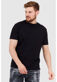 Valentino Garavani - VALENTINO GARAVANI Czarny t-shirt męski z ćwiekami, Rozmiar S. Kolor: czarny. Materiał: prążkowany #1