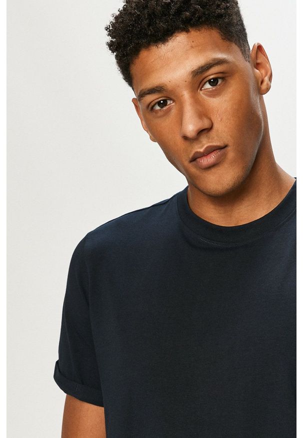 Premium by Jack&Jones - T-shirt. Okazja: na co dzień. Kolor: niebieski. Materiał: dzianina. Wzór: gładki. Styl: casual