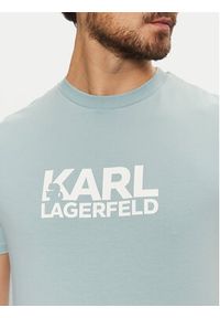 Karl Lagerfeld - KARL LAGERFELD T-Shirt 755087 551235 Błękitny Regular Fit. Typ kołnierza: dekolt w karo. Kolor: niebieski. Materiał: bawełna