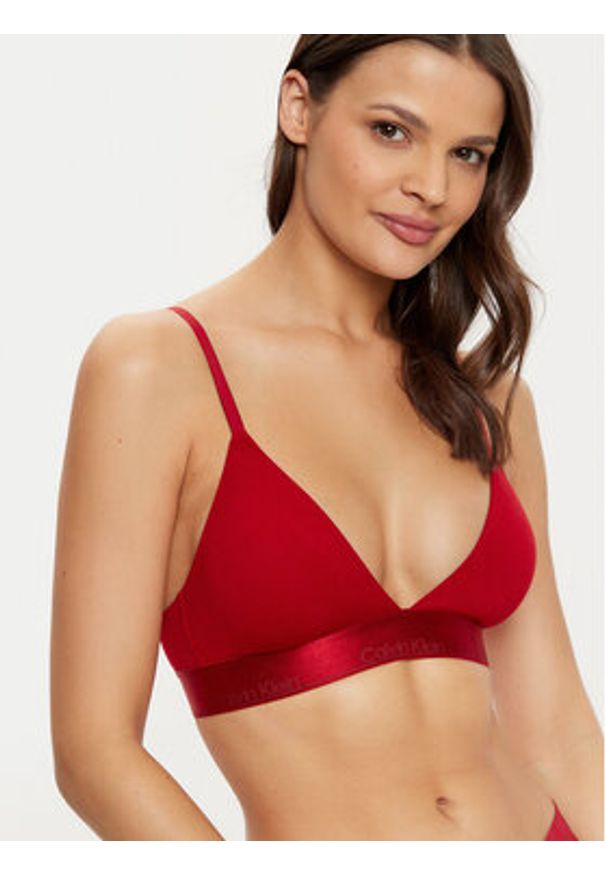 Calvin Klein Underwear Biustonosz braletka Lightly Lined Triangle 000QF7994E Bordowy. Kolor: czerwony. Materiał: bawełna