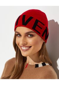 Givenchy - GIVENCHY - Czerwona czapka beanie z logo. Kolor: czerwony. Materiał: wełna. Wzór: haft #3