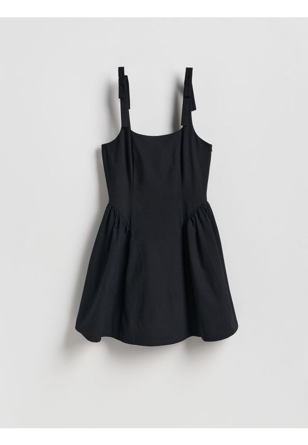 Reserved - Sukienka mini - czarny. Kolor: czarny. Materiał: tkanina. Długość: mini