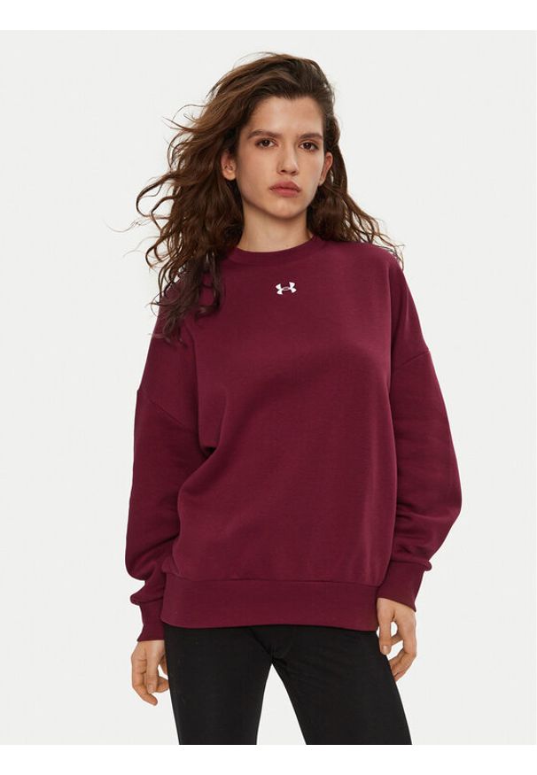 Under Armour Bluza UA Rival Fleece 1386463 Bordowy Oversize. Kolor: czerwony. Materiał: bawełna